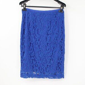 Reiss Pencil Skirt Women 6 Cobalt‎ Blue Eyelash Lace Devi Straight lined